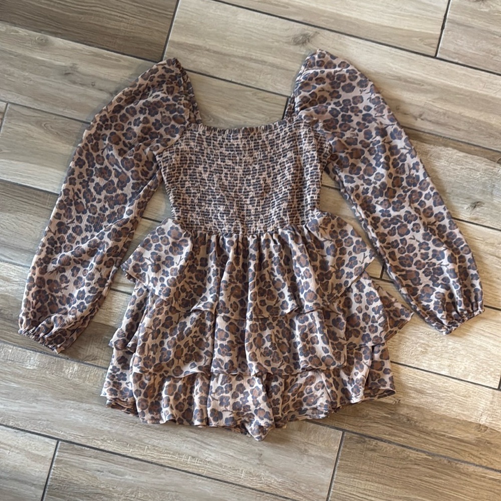 Express Leopard Print Romper Dress - Size Small